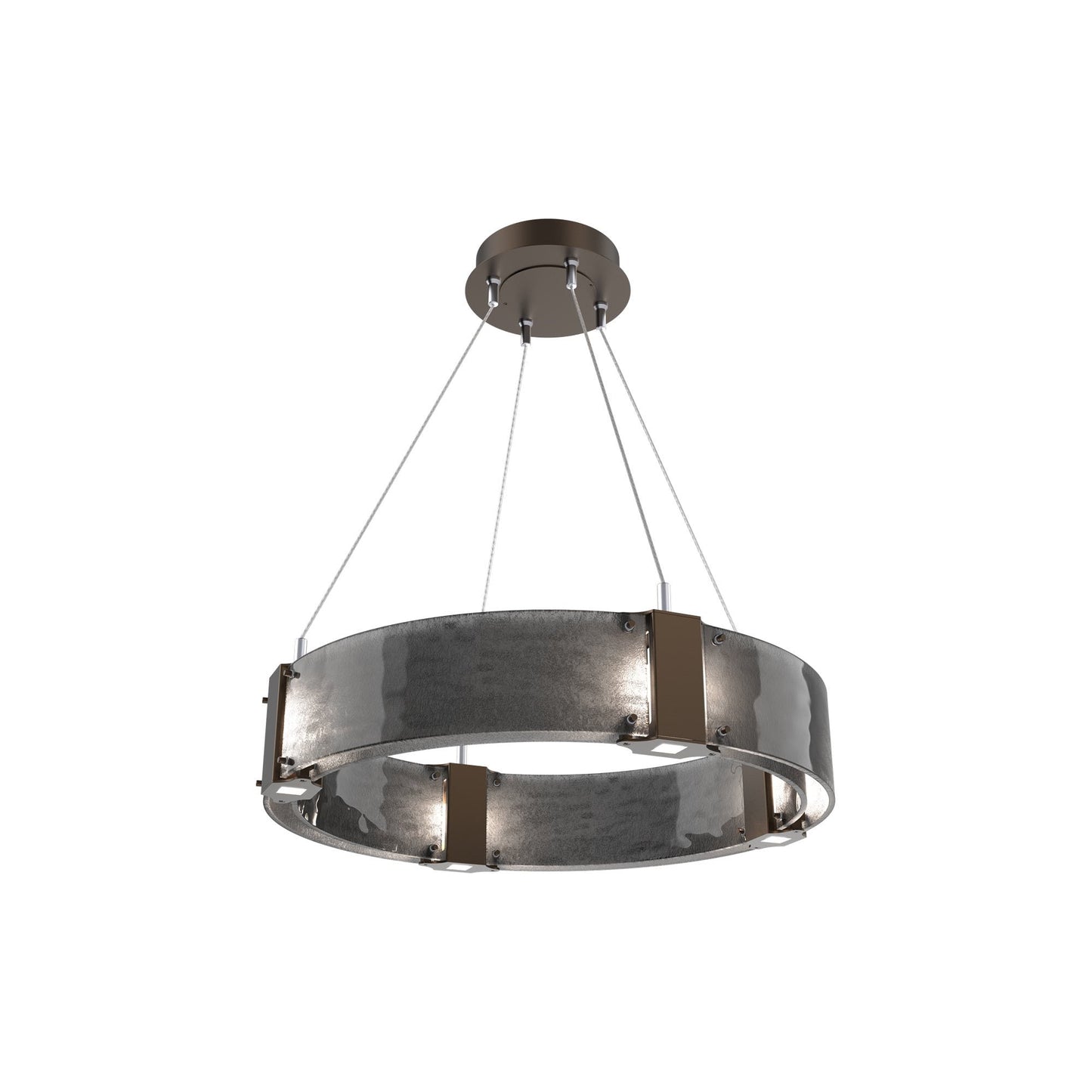 Parallel Ring LED Chandelier in Flat Bronze/Smoke Granite Blown Glass (23.9-Inch).