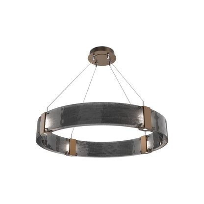 Parallel Ring LED Chandelier in Flat Bronze/Smoke Granite Blown Glass (32.6-Inch).