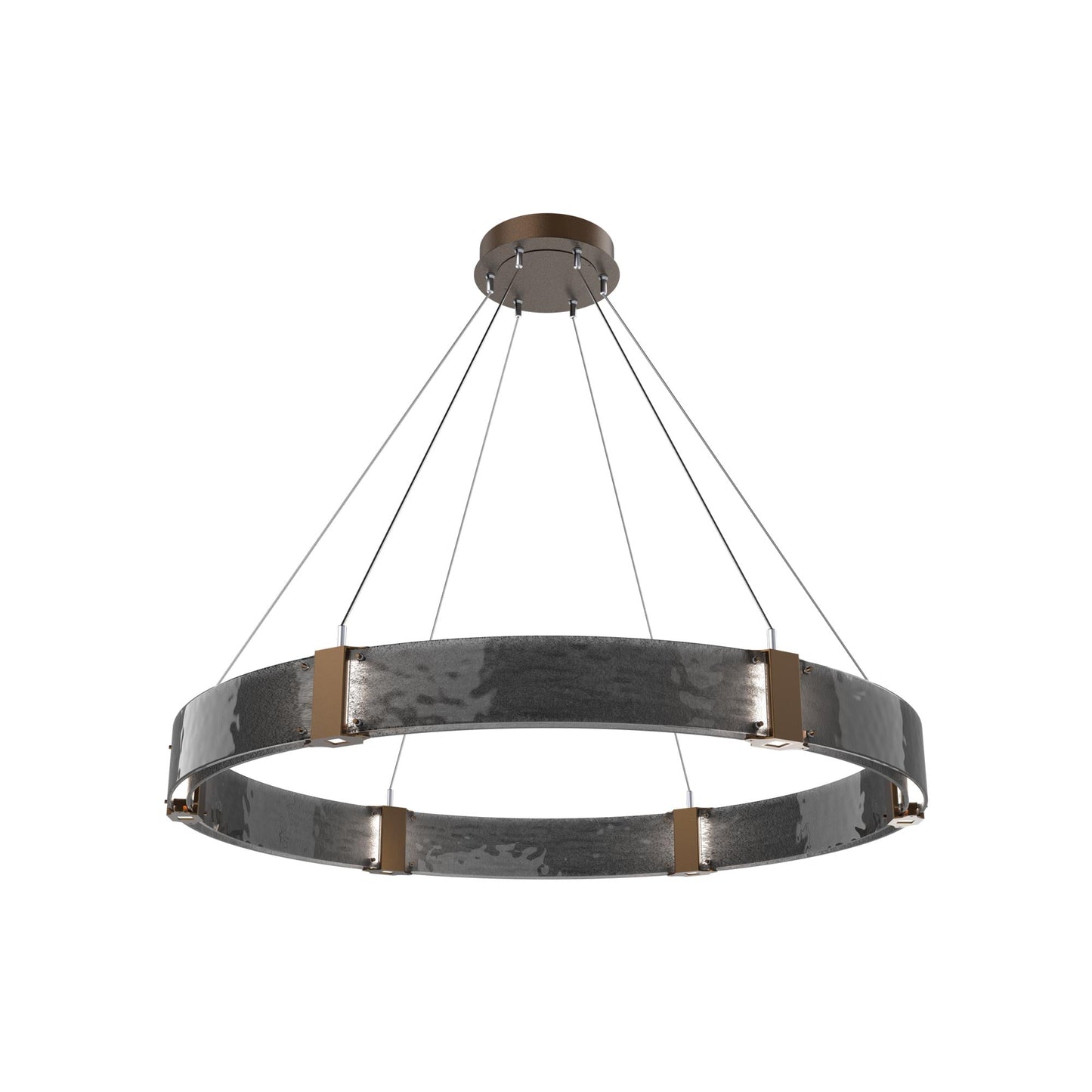 Parallel Ring LED Chandelier in Flat Bronze/Smoke Granite Blown Glass (48-Inch).