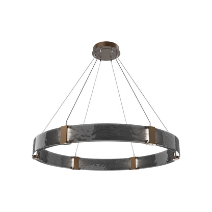 Parallel Ring LED Chandelier in Flat Bronze/Smoke Granite Blown Glass (48-Inch).