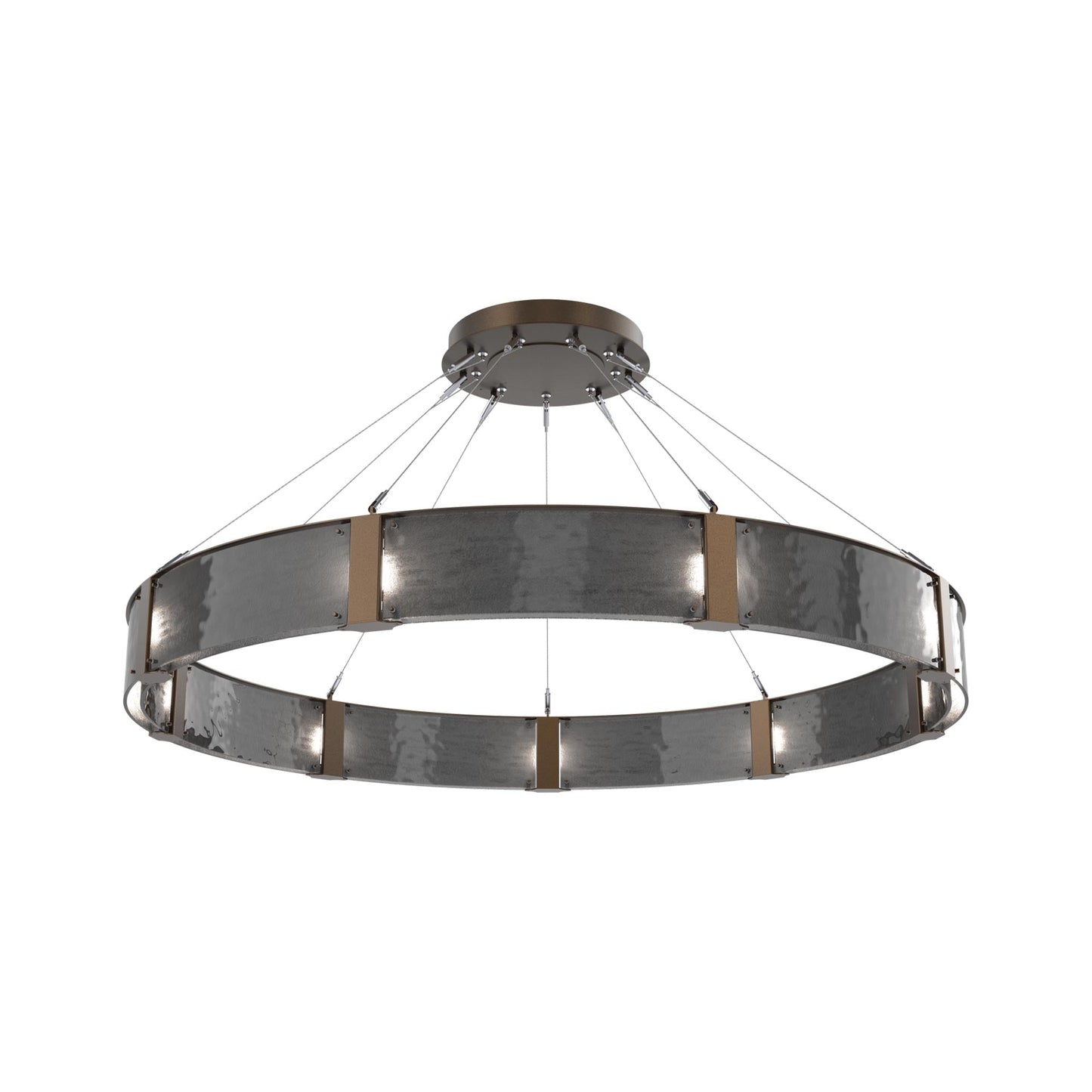 Parallel Ring LED Chandelier in Flat Bronze/Smoke Granite Blown Glass (60-Inch).