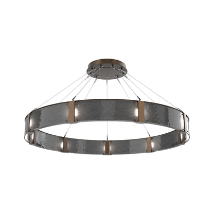 Parallel Ring LED Chandelier in Flat Bronze/Smoke Granite Blown Glass (60-Inch).