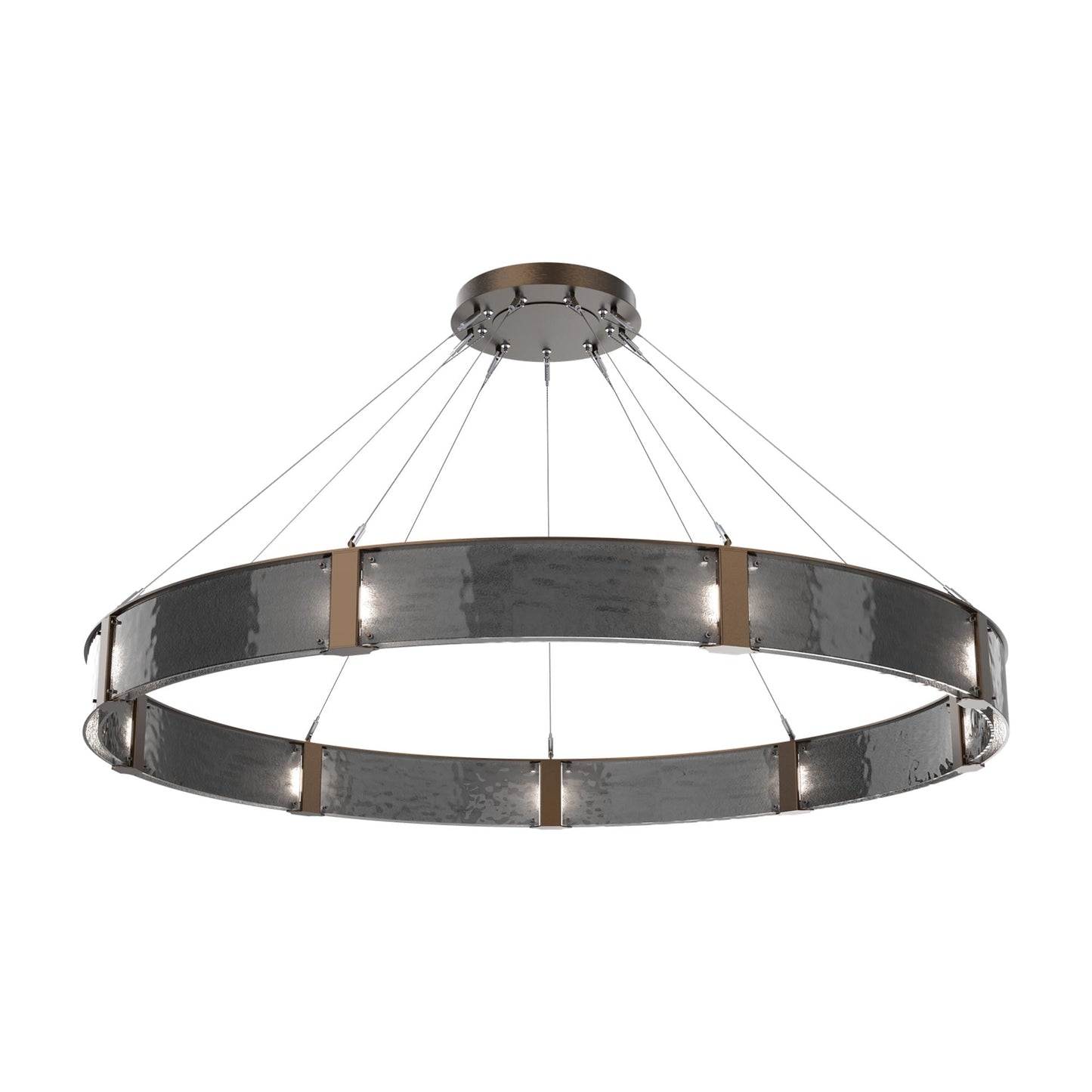 Parallel Ring LED Chandelier in Flat Bronze/Smoke Granite Blown Glass (72-Inch).