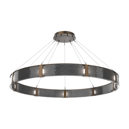 Parallel Ring LED Chandelier in Flat Bronze/Smoke Granite Blown Glass (72-Inch).