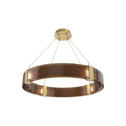 Parallel Ring LED Chandelier in Gilded Brass/Bronze Granite Blown Glass (32.6-Inch).