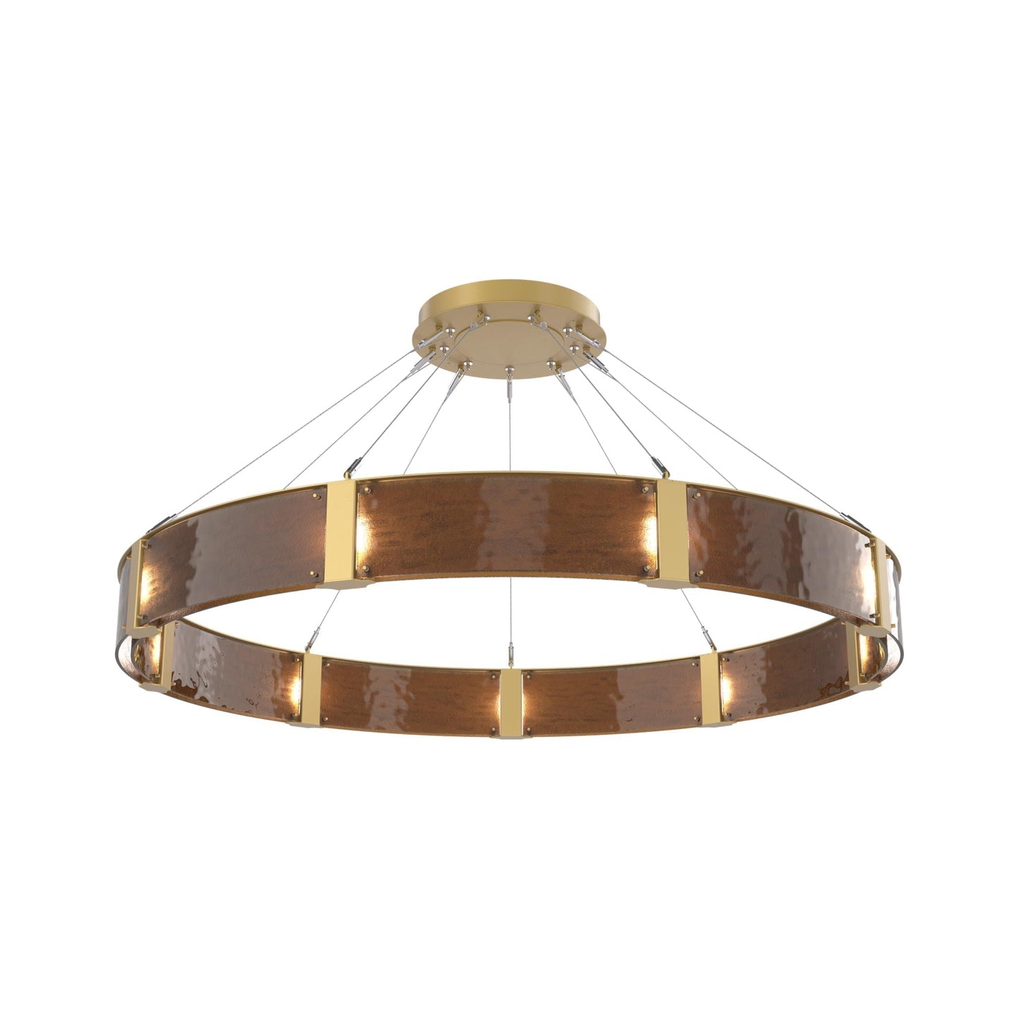 Parallel Ring LED Chandelier in Gilded Brass/Bronze Granite Blown Glass (60-Inch).