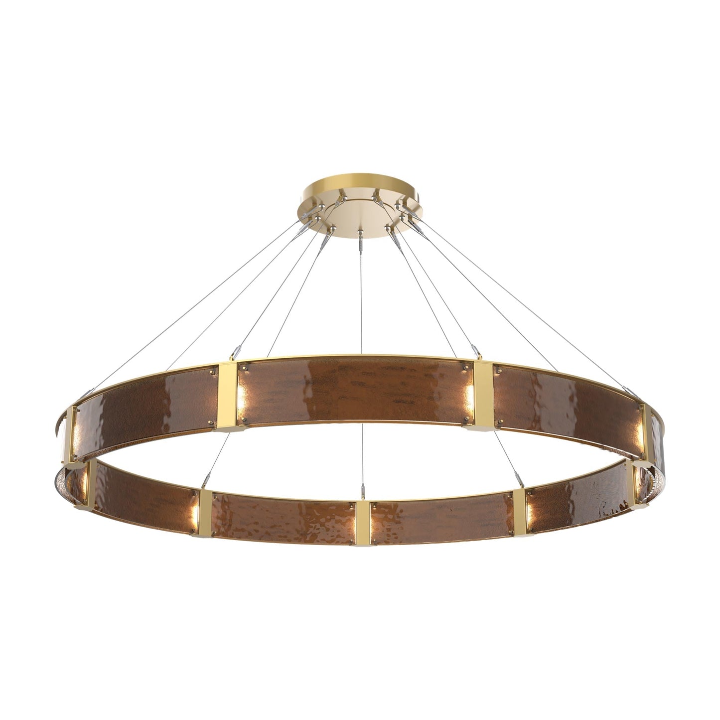 Parallel Ring LED Chandelier in Gilded Brass/Bronze Granite Blown Glass (72-Inch).