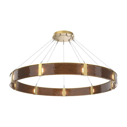 Parallel Ring LED Chandelier in Gilded Brass/Bronze Granite Blown Glass (72-Inch).