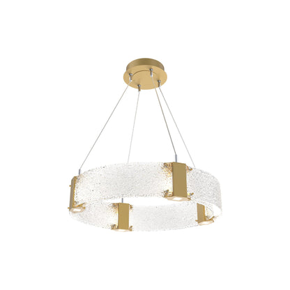 Parallel Ring LED Chandelier in Gilded Brass/Crystal Rimelight Blown Glass (23.9-Inch).