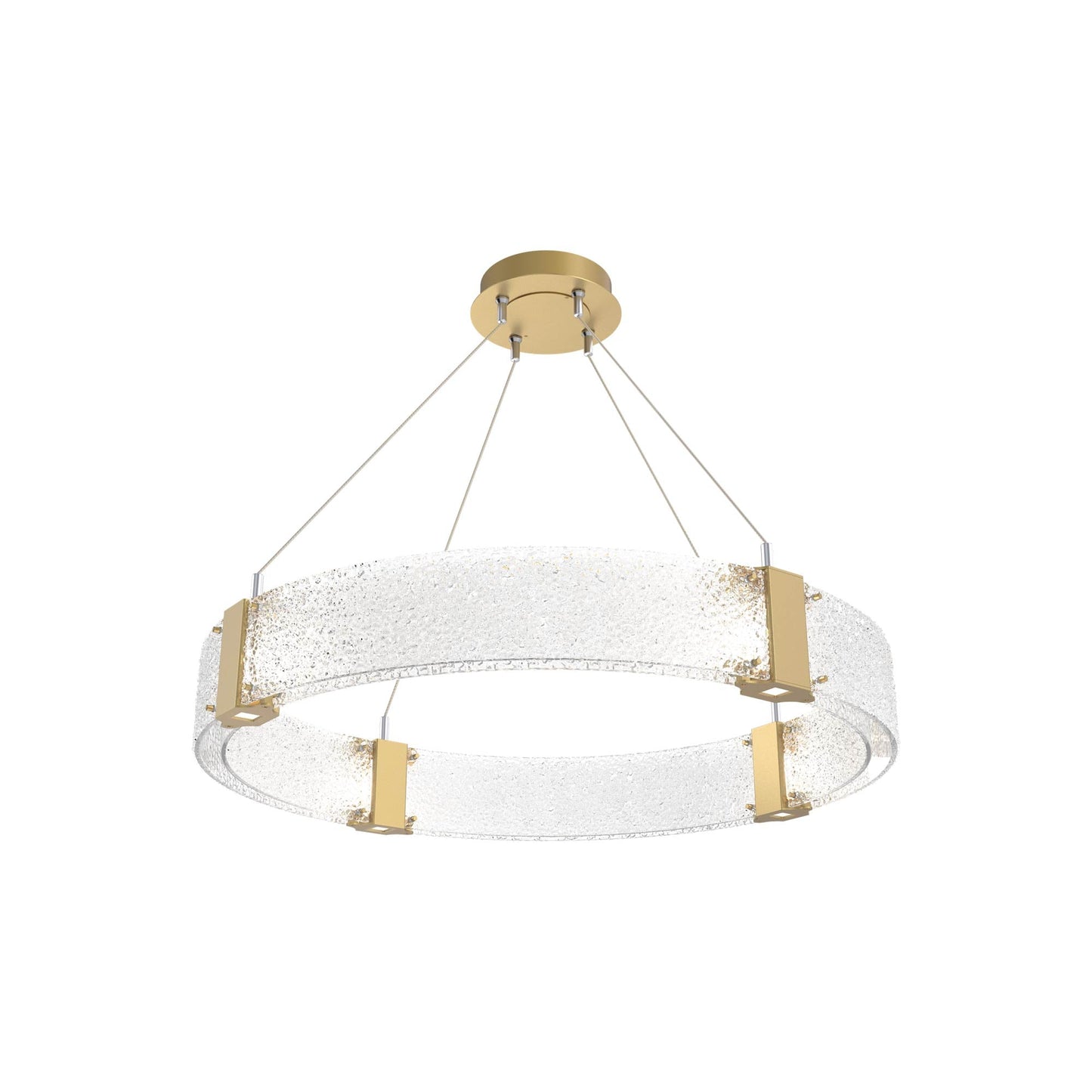 Parallel Ring LED Chandelier in Gilded Brass/Crystal Rimelight Blown Glass (32.6-Inch).