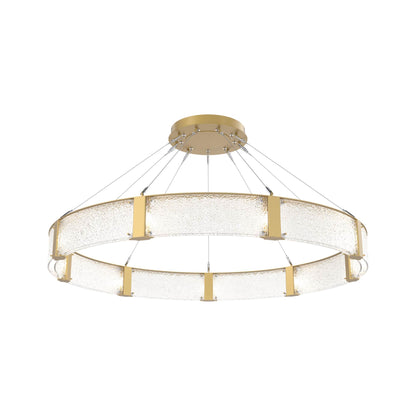 Parallel Ring LED Chandelier in Gilded Brass/Crystal Rimelight Blown Glass (60-Inch).