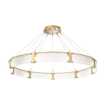 Parallel Ring LED Chandelier in Gilded Brass/Crystal Rimelight Blown Glass (72-Inch).