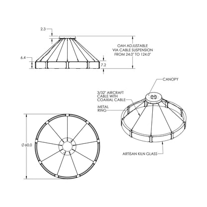 Parallel Ring LED Chandelier - line drawing.