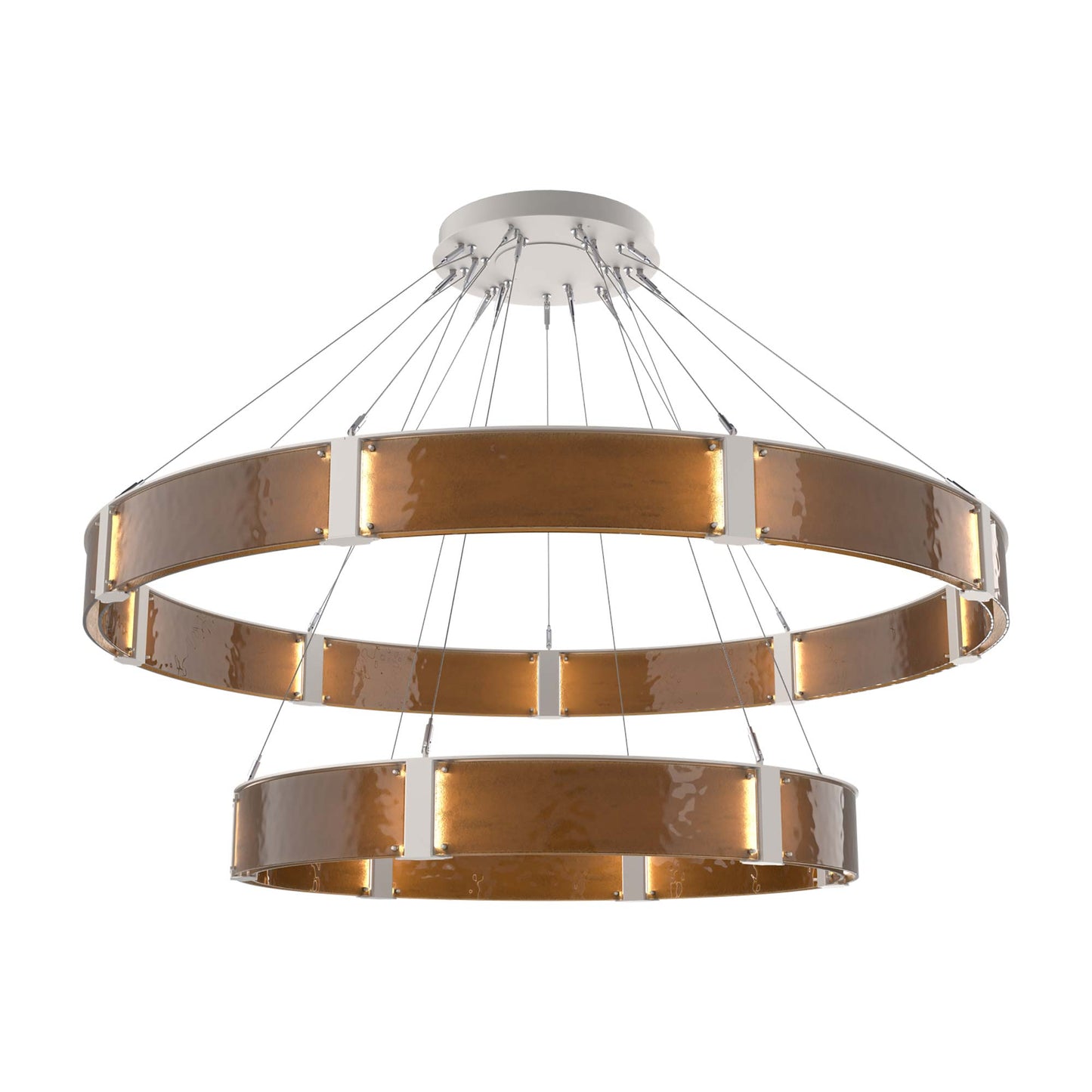Parallel Two-Tier Ring LED Chandelier in Beige Silver/Bronze Granite Blown Glass (72-Inch).
