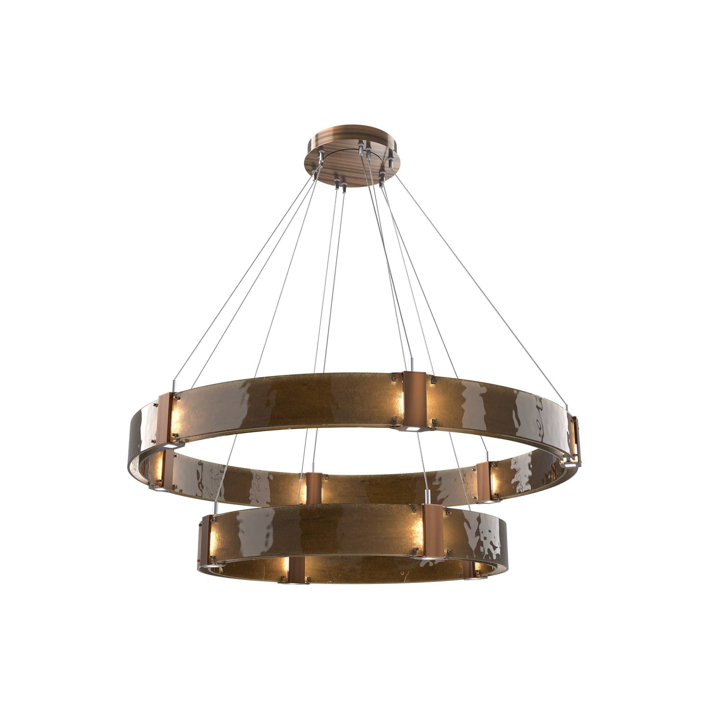 Parallel Two-Tier Ring LED Chandelier in Oil Rubbed Bronze/Bronze Granite Blown Glass (48-Inch).