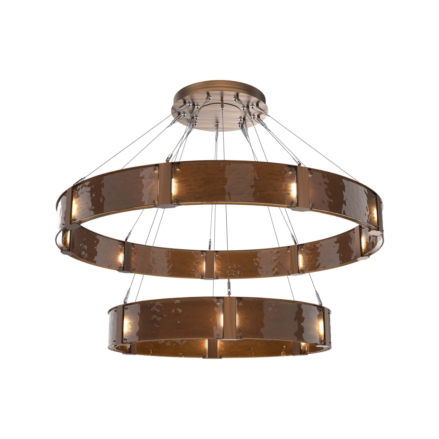 Parallel Two-Tier Ring LED Chandelier in Oil Rubbed Bronze/Bronze Granite Blown Glass (60-Inch).