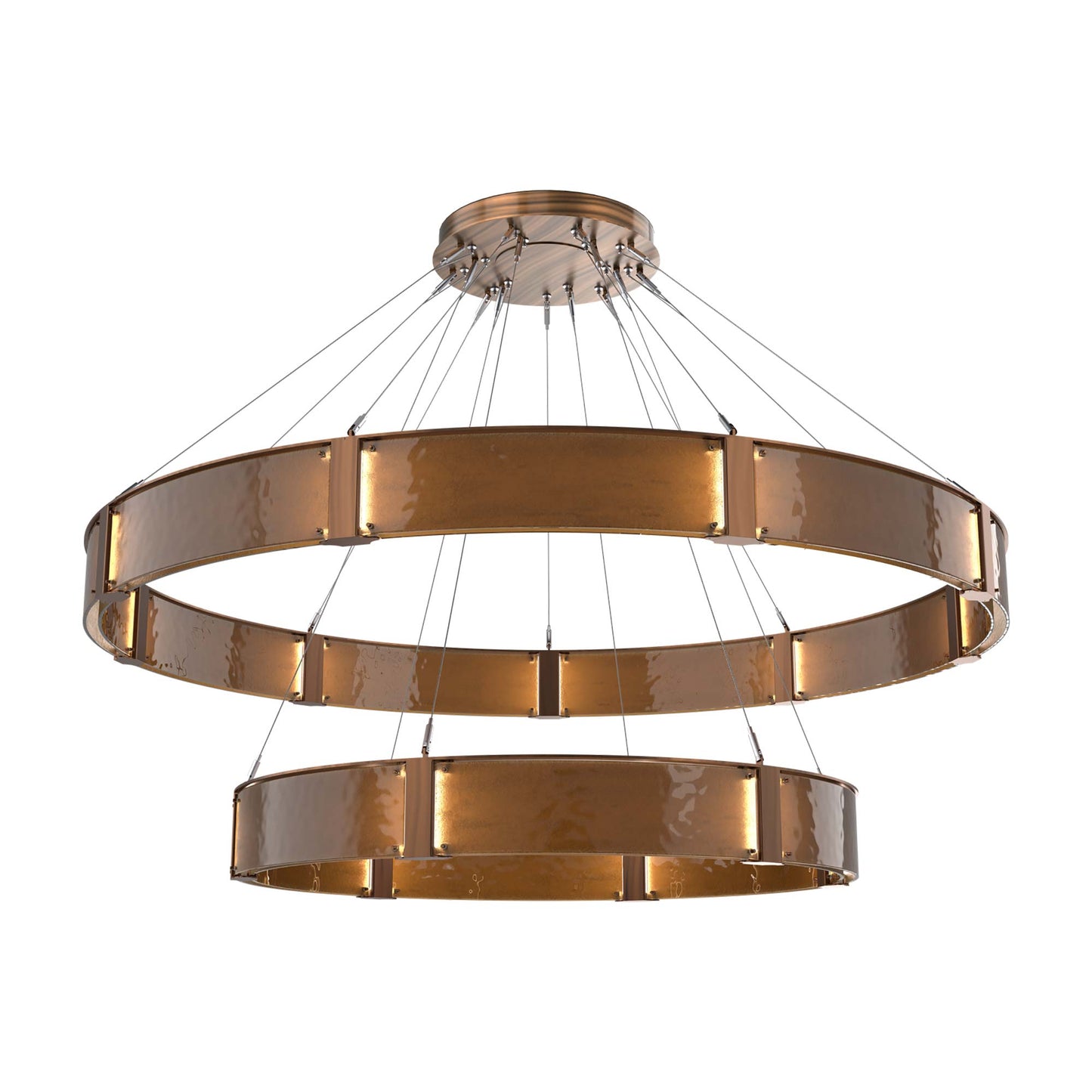 Parallel Two-Tier Ring LED Chandelier in Oil Rubbed Bronze/Bronze Granite Blown Glass (72-Inch).