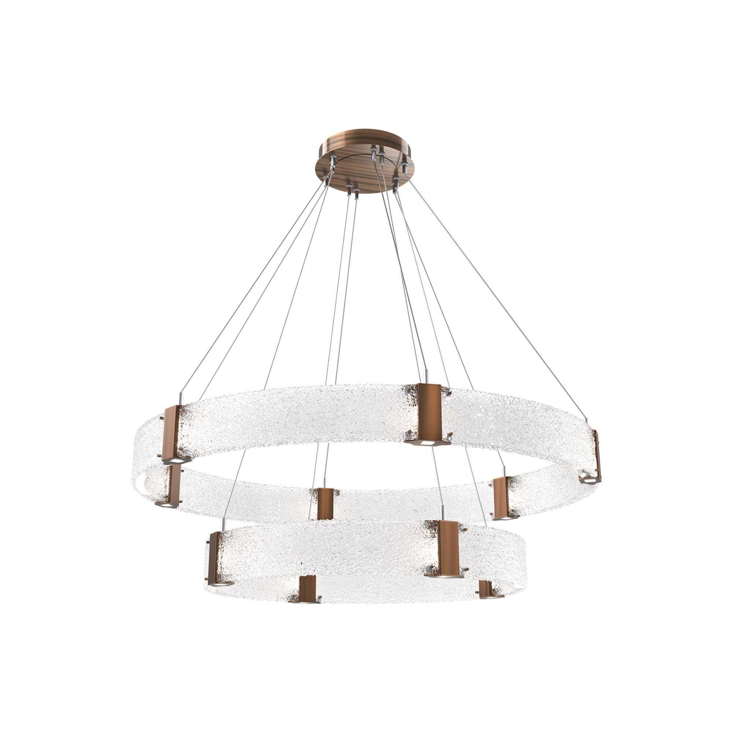 Parallel Two-Tier Ring LED Chandelier in Oil Rubbed Bronze/Crystal Rimelight Blown Glass (48-Inch).