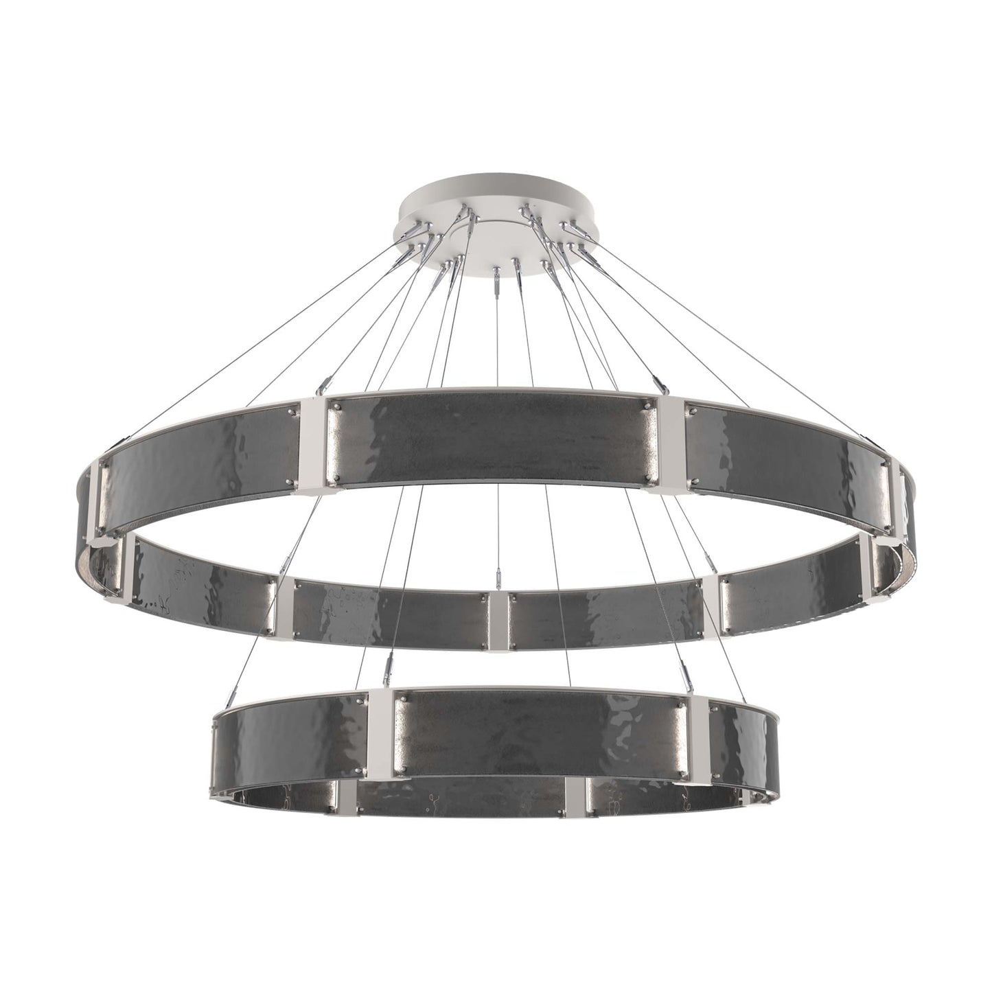 Parallel Two-Tier Ring LED Chandelier in Beige Silver/Smoke Granite Blown Glass (72-Inch).
