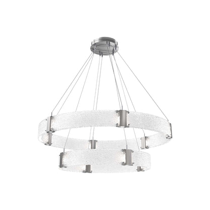 Parallel Two-Tier Ring LED Chandelier in Satin Nickel/Crystal Rimelight Blown Glass (48-Inch).