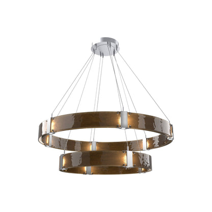 Parallel Two-Tier Ring LED Chandelier in Classic Silver/Bronze Granite Blown Glass (48-Inch).