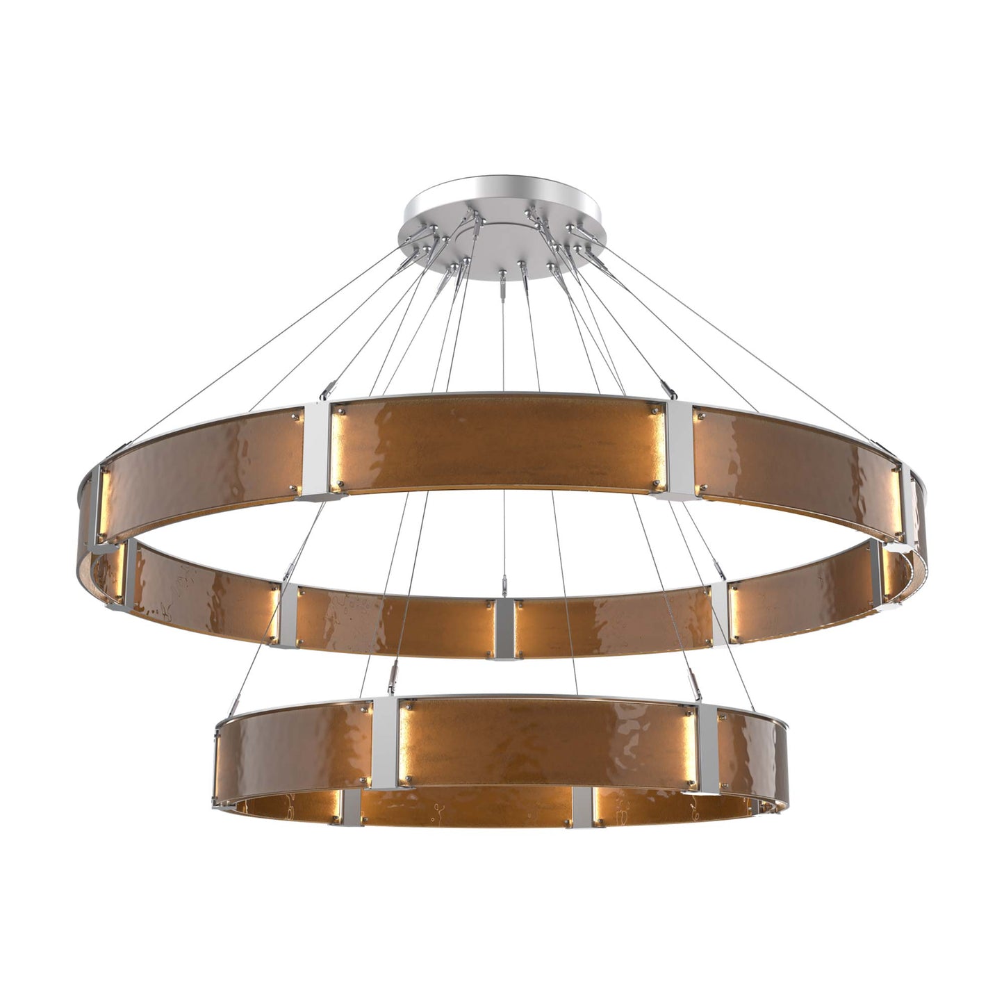 Parallel Two-Tier Ring LED Chandelier in Classic Silver/Bronze Granite Blown Glass (72-Inch).