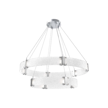 Parallel Two-Tier Ring LED Chandelier in Classic Silver/Crystal Rimelight Blown Glass (48-Inch).
