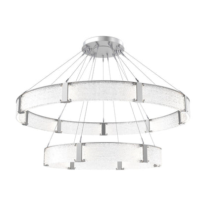 Parallel Two-Tier Ring LED Chandelier in Classic Silver/Crystal Rimelight Blown Glass (72-Inch).