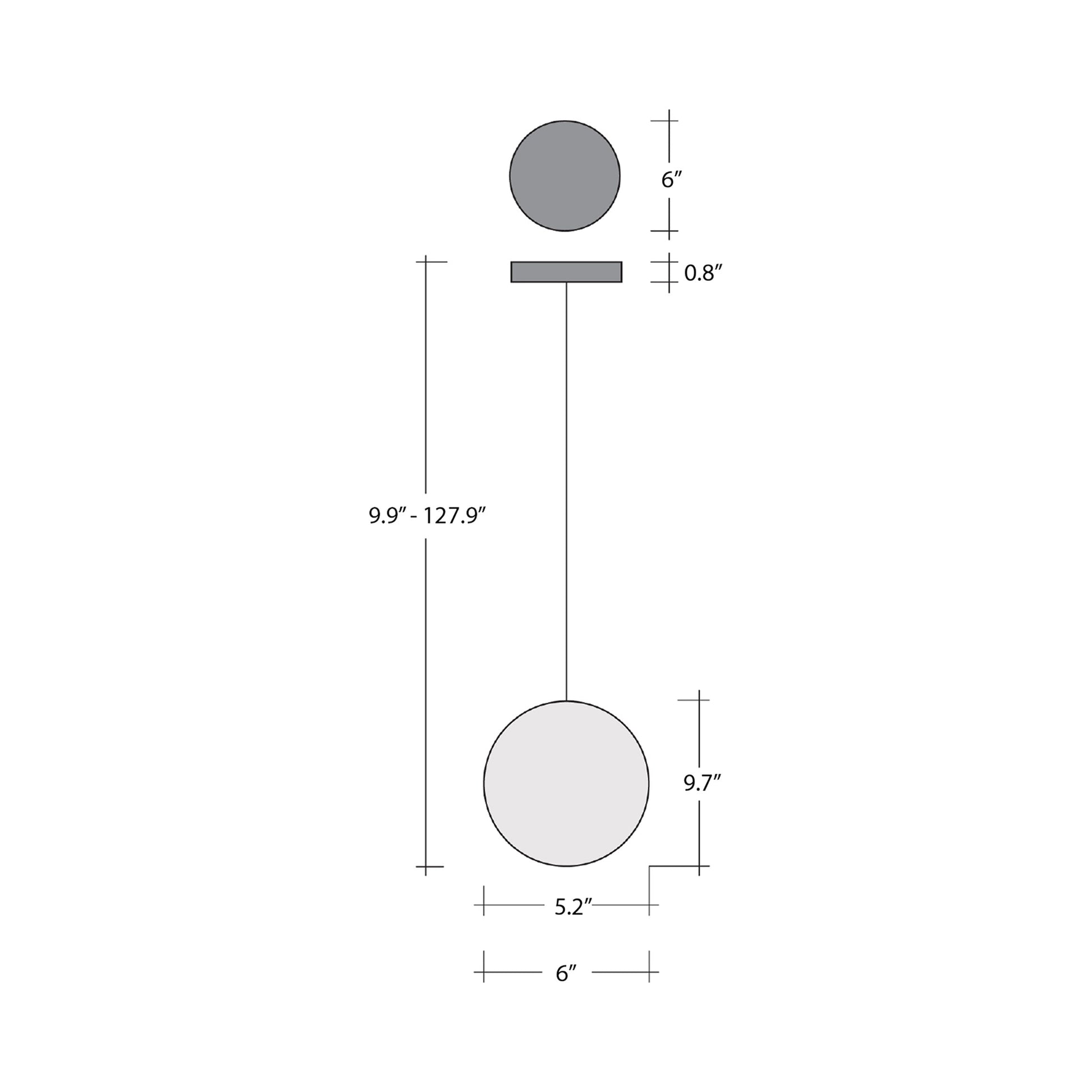 Pebble LED Pendant Light - line drawing.