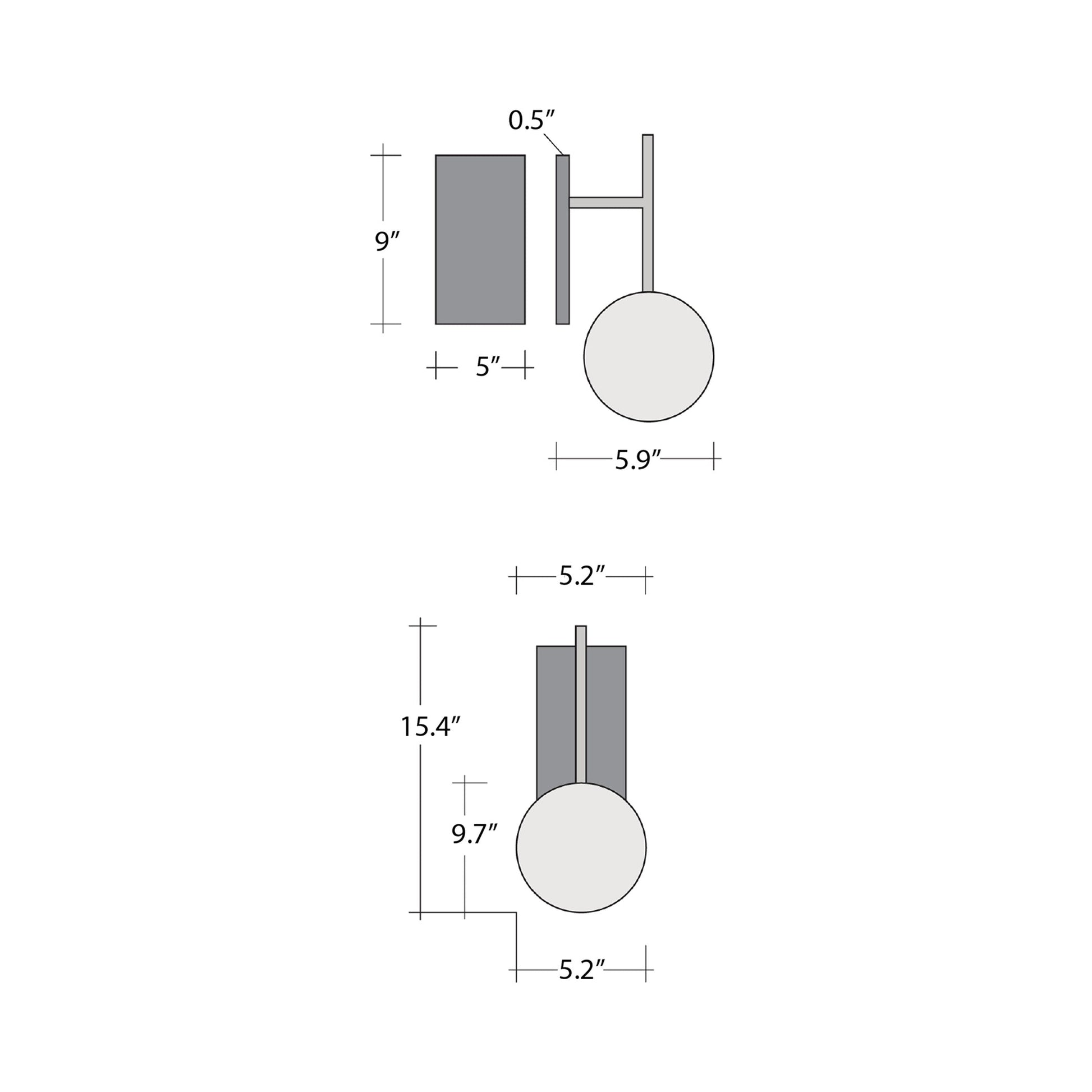 Pebble LED Wall Light - line drawing.