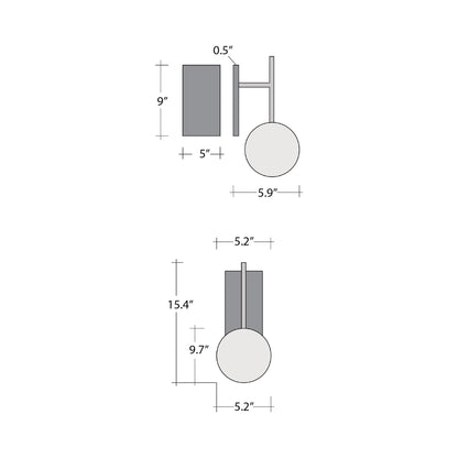 Pebble LED Wall Light - line drawing.
