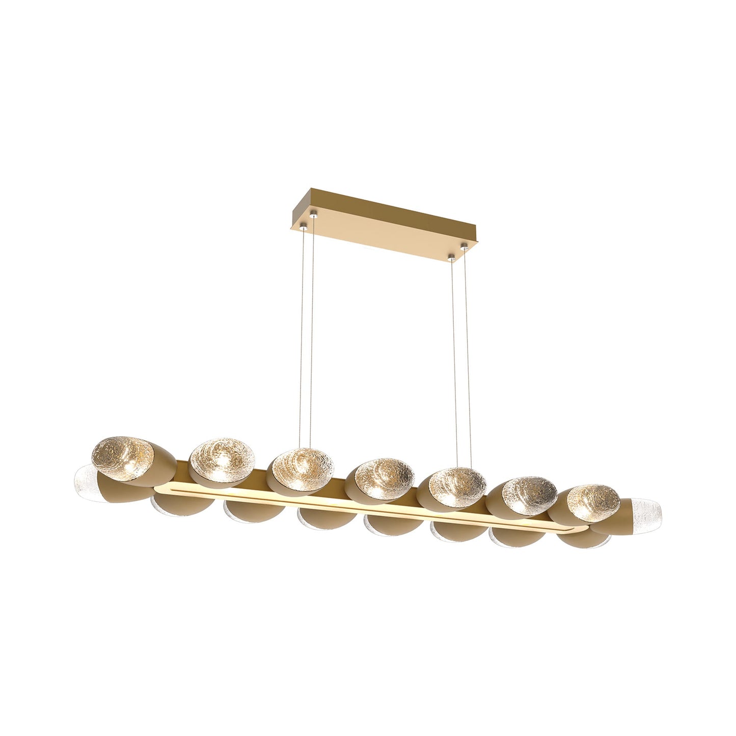 Pebble Linear LED Chandelier in Gilded Brass (46.7-Inch).