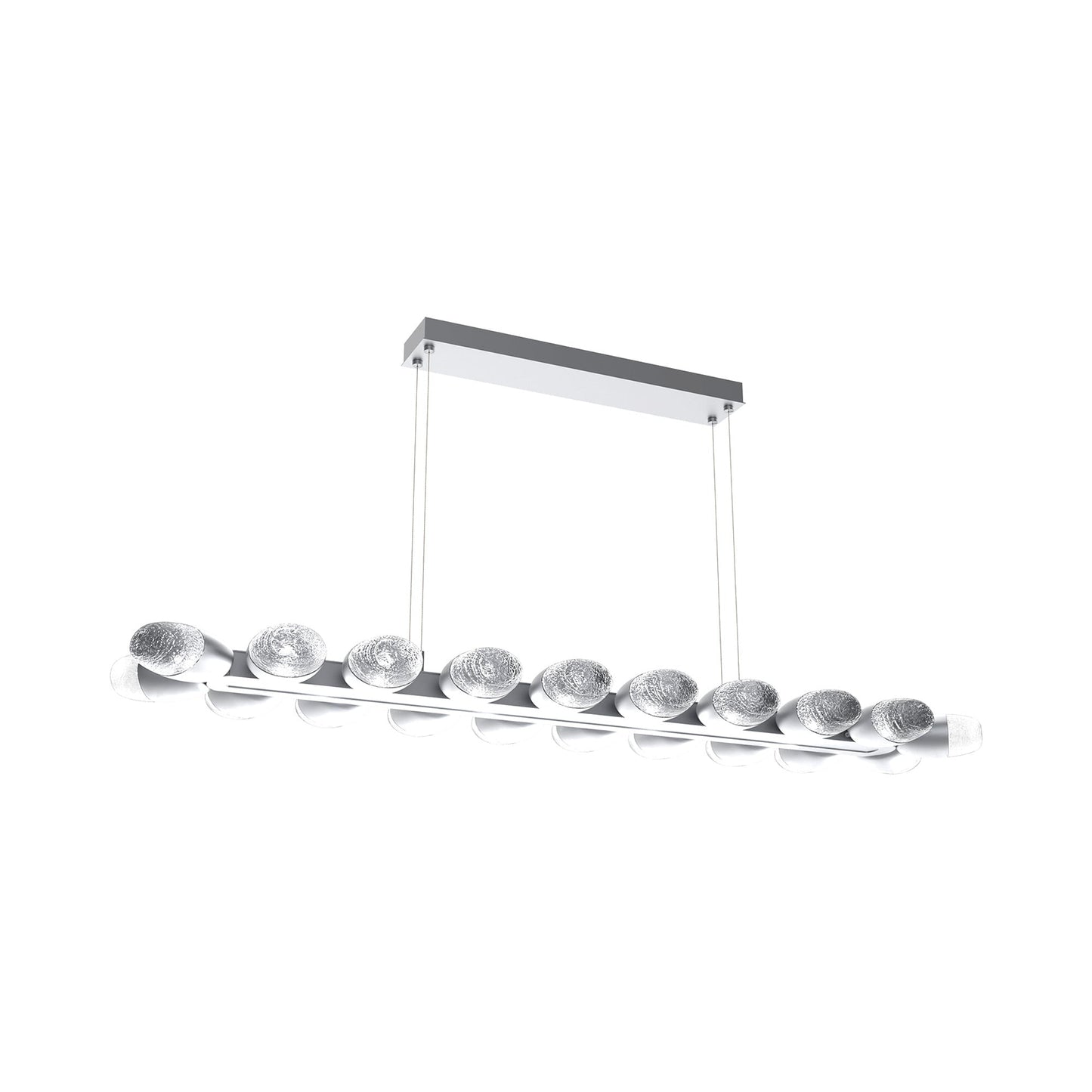 Pebble Linear LED Chandelier in Classic Silver (58.7-Inch).