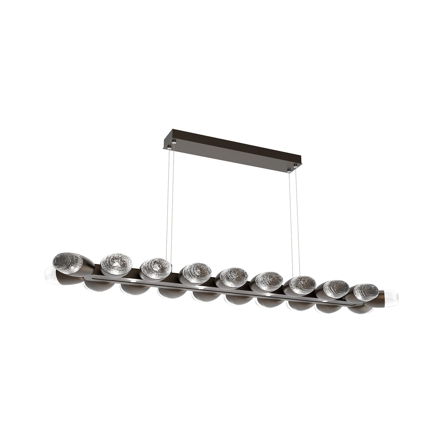 Pebble Linear LED Chandelier in Flat Bronze (58.7-Inch).