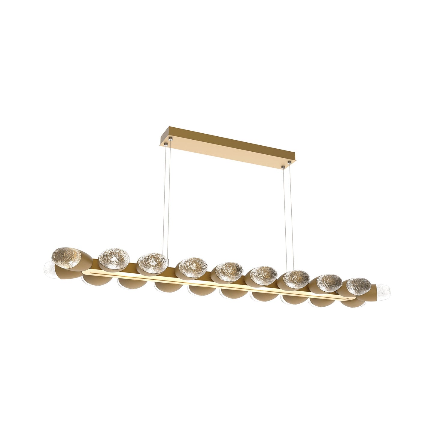 Pebble Linear LED Chandelier in Gilded Brass (58.7-Inch).