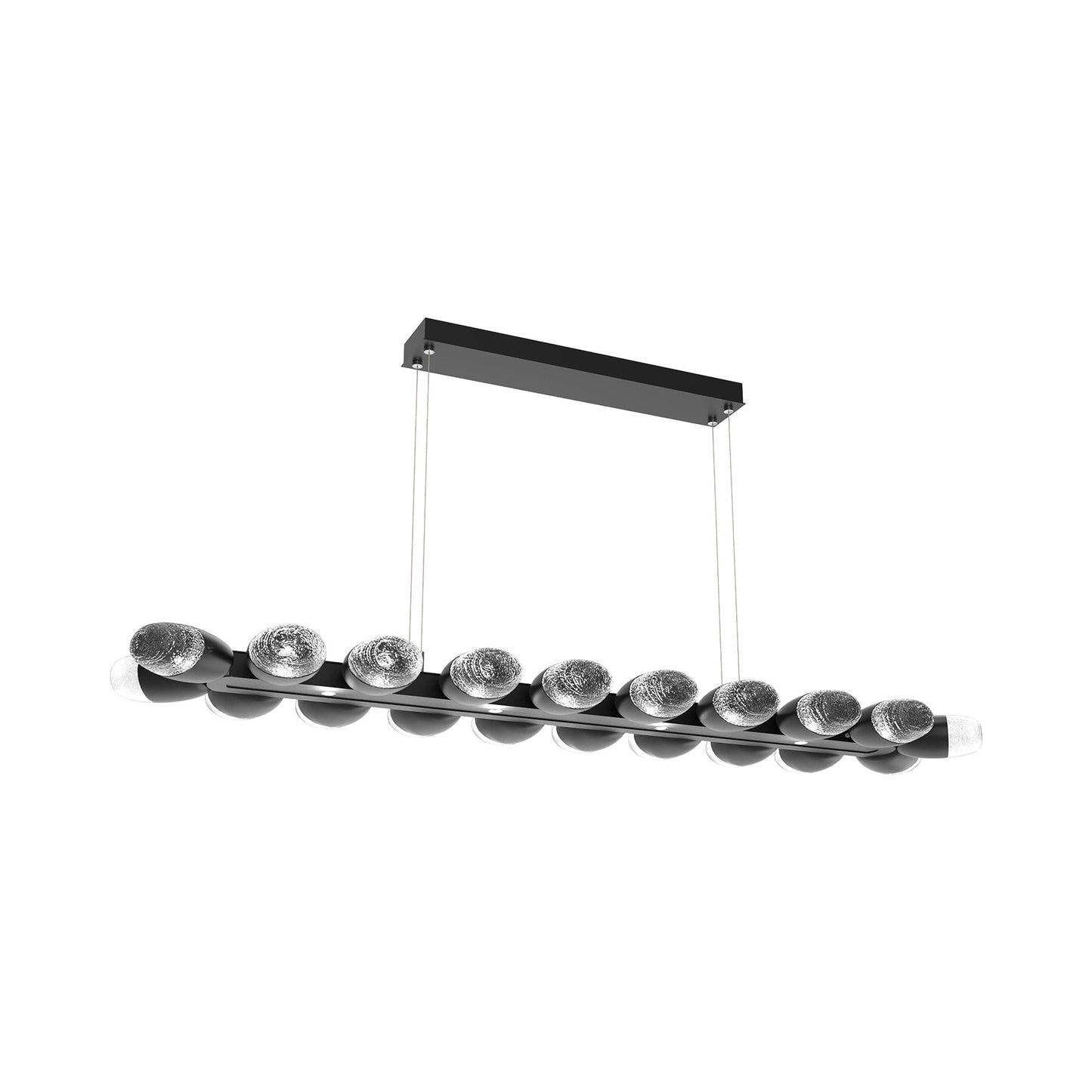 Pebble Linear LED Chandelier in Matte Black (58.7-Inch).
