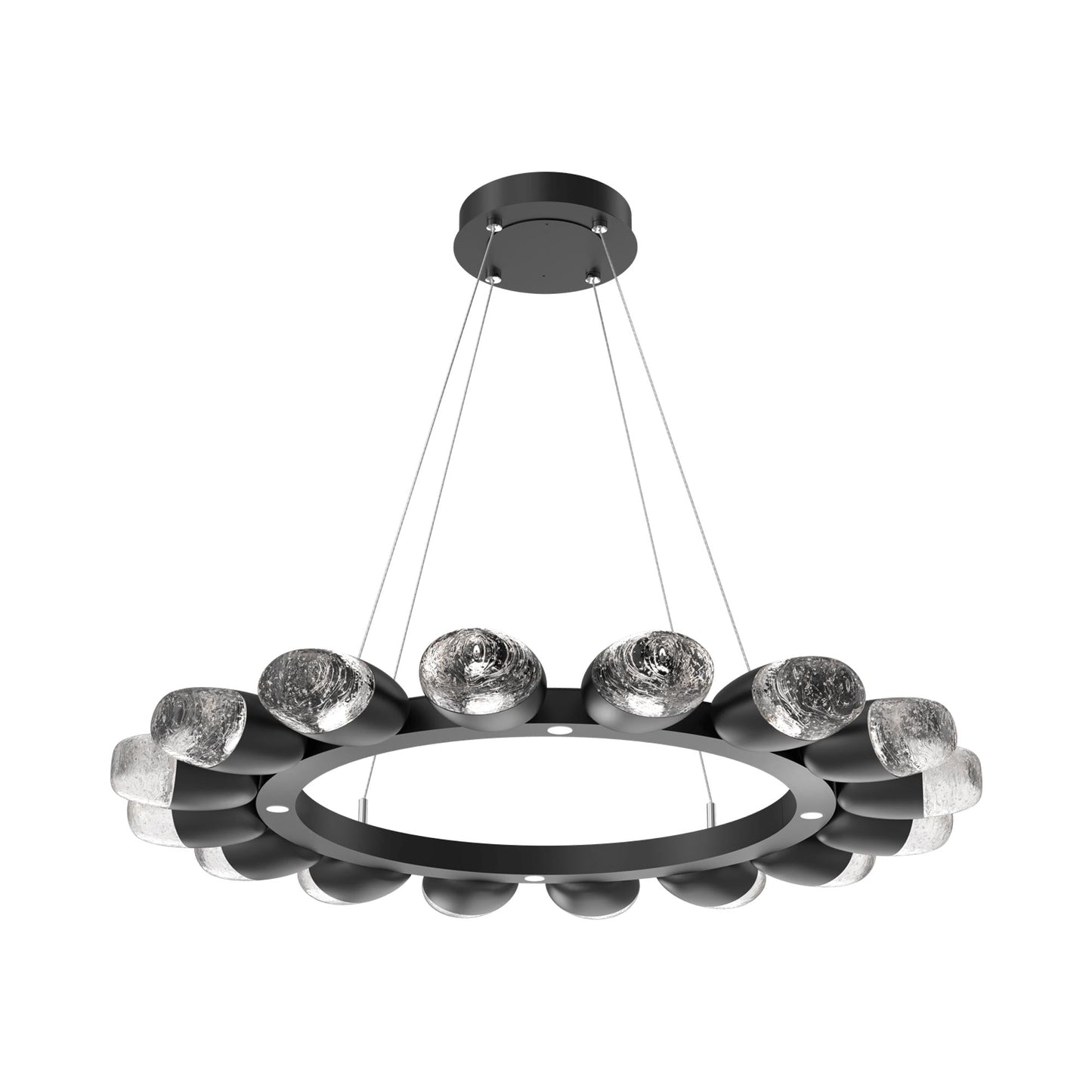 Pebble Ring LED Chandelier in Matte Black (36.2-Inch).