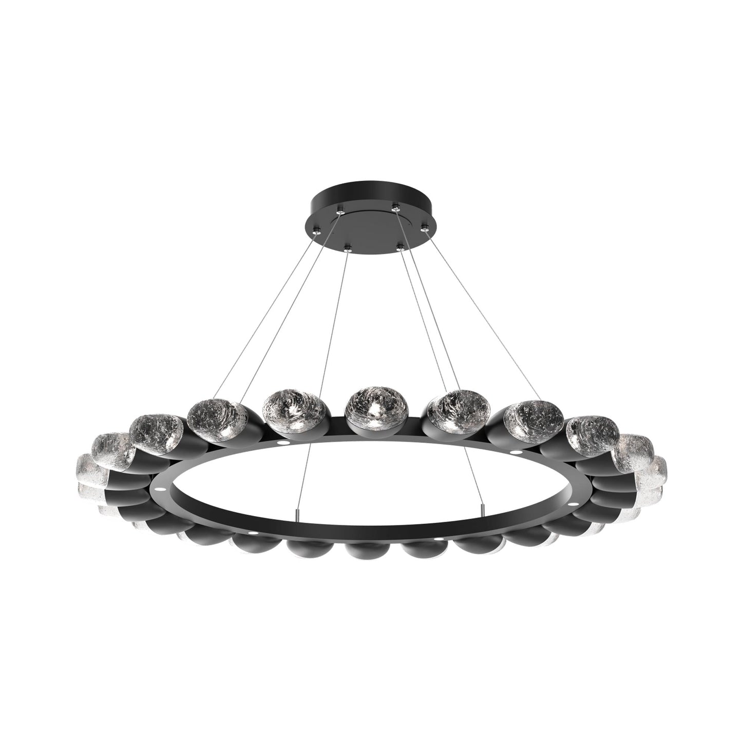 Pebble Ring LED Chandelier in Matte Black (48.2-Inch).
