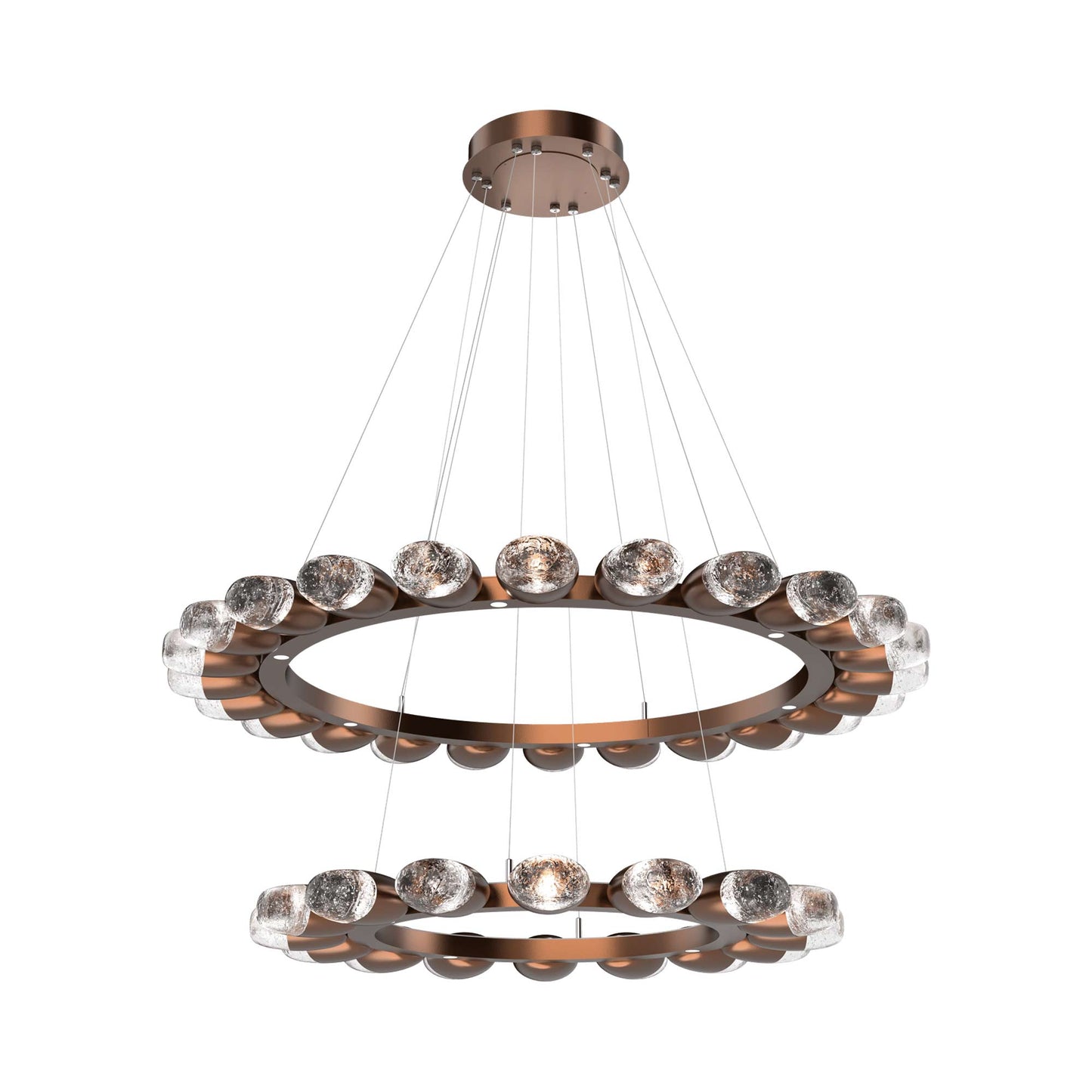 Pebble Two-Tier Ring LED Chandelier in Burnished Bronze.
