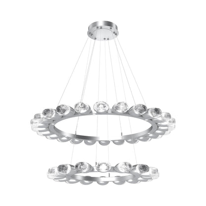 Pebble Two-Tier Ring LED Chandelier in Classic Silver.