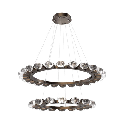 Pebble Two-Tier Ring LED Chandelier in Flat Bronze.