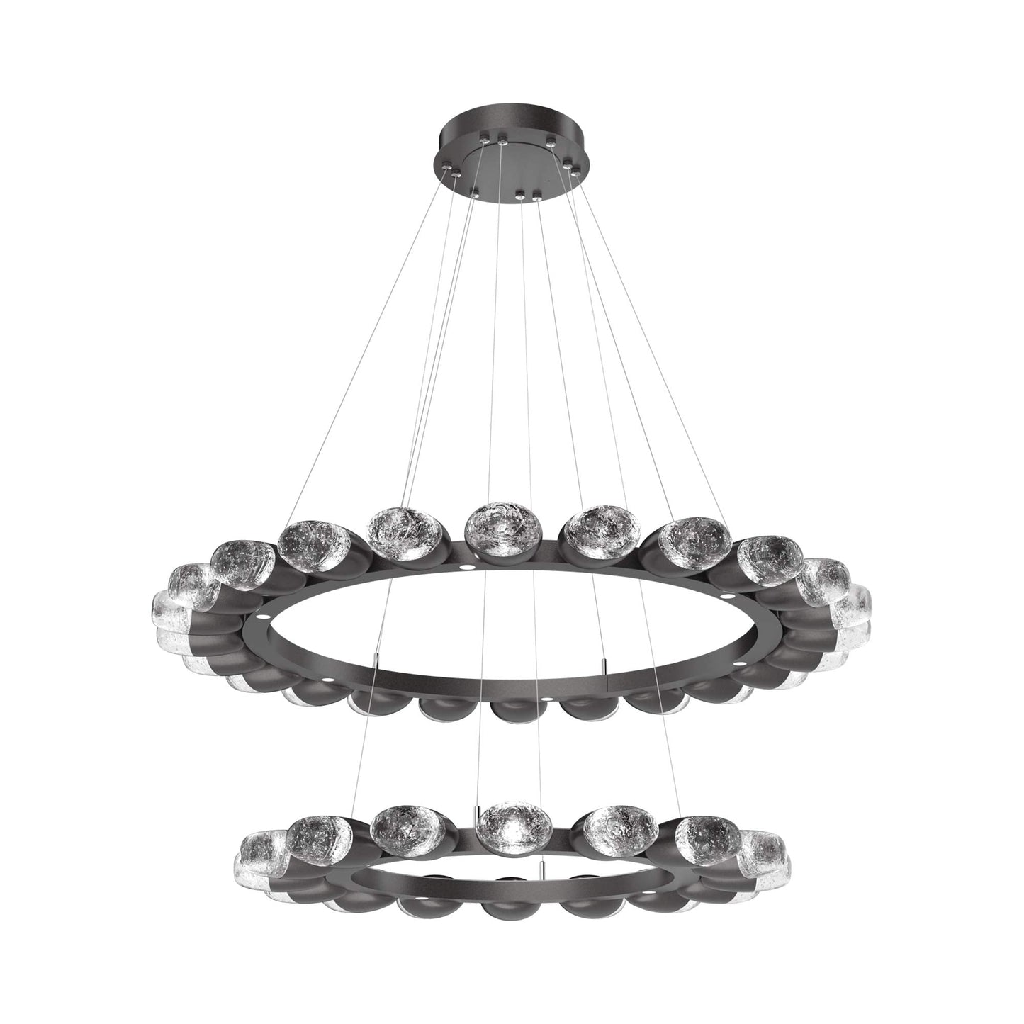 Pebble Two-Tier Ring LED Chandelier in Graphite.