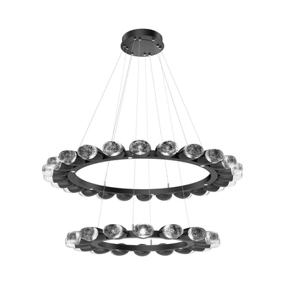 Pebble Two-Tier Ring LED Chandelier in Matte Black.