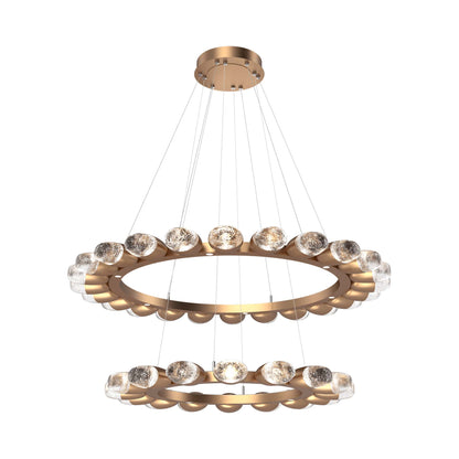 Pebble Two-Tier Ring LED Chandelier in Novel Brass.