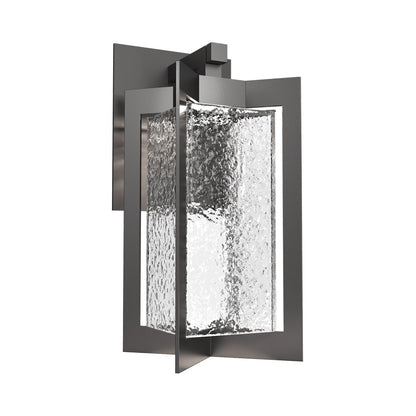 Quad Outdoor LED Wall Light in Argento Grey/Clear Hammered.