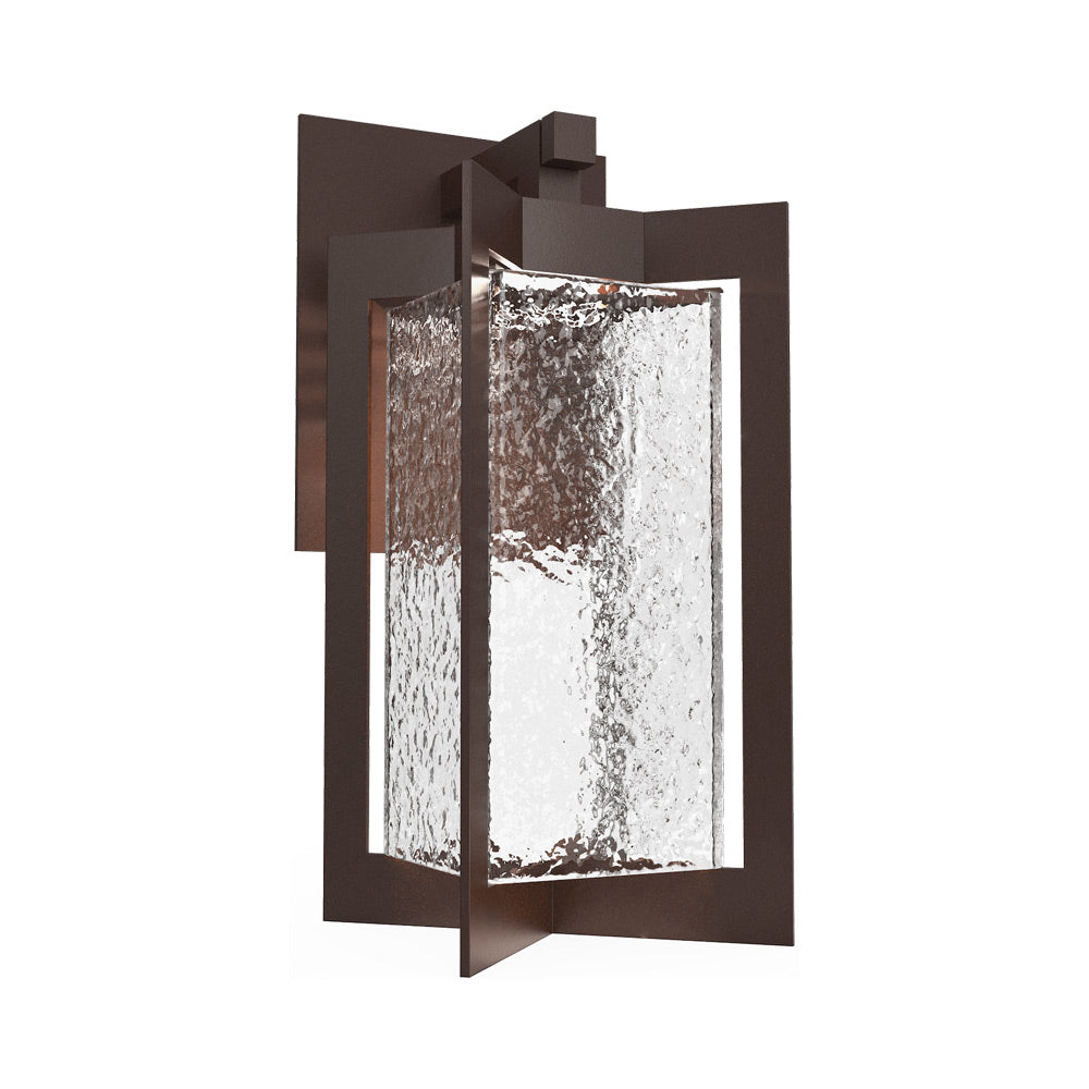 Quad Outdoor LED Wall Light in Statuary Bronze/Clear Hammered.