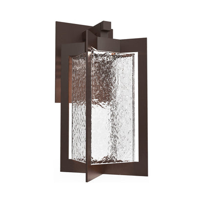 Quad Outdoor LED Wall Light in Statuary Bronze/Clear Hammered.