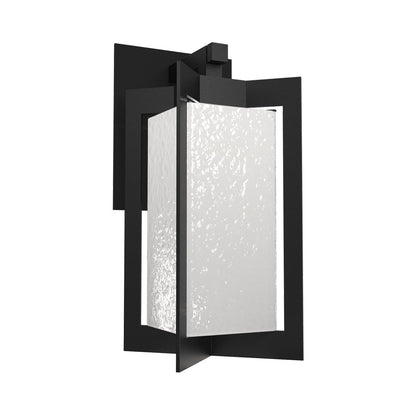 Quad Outdoor LED Wall Light in Textured Black/Opal Hammered.