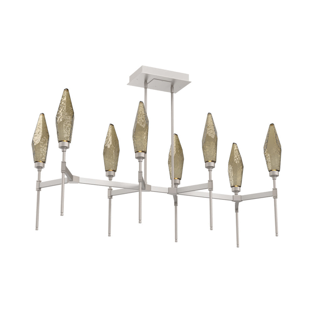 Rock Crystal Belvedere Linear LED Chandelier in Beige Silver/Bronze Blown Glass (47.4-Inch).