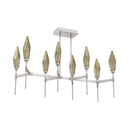 Rock Crystal Belvedere Linear LED Chandelier in Beige Silver/Bronze Blown Glass (47.4-Inch).